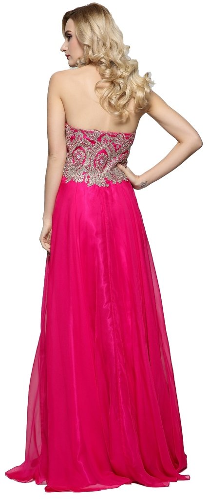 Meier Women's Strapless Gold Embroidery Beaded Prom Formal Dress - Elegant Evening Gown for Homecoming, Wedding, and Special Occasions