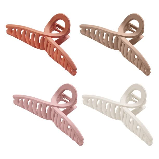 ALIBA COLLECTION Matte Jaw Clips for Thick Hair - 4 Pack Large Hair Claw Clips for Women (Multicolor) - Perfect for Updos, Ponytails & Everyday Styling