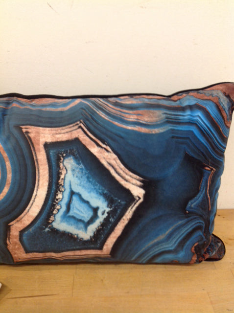 16 Inch Blue Fleece Print Pillow - Ultra Soft & Comfortable for Sleeping, Travel, and Home Decor