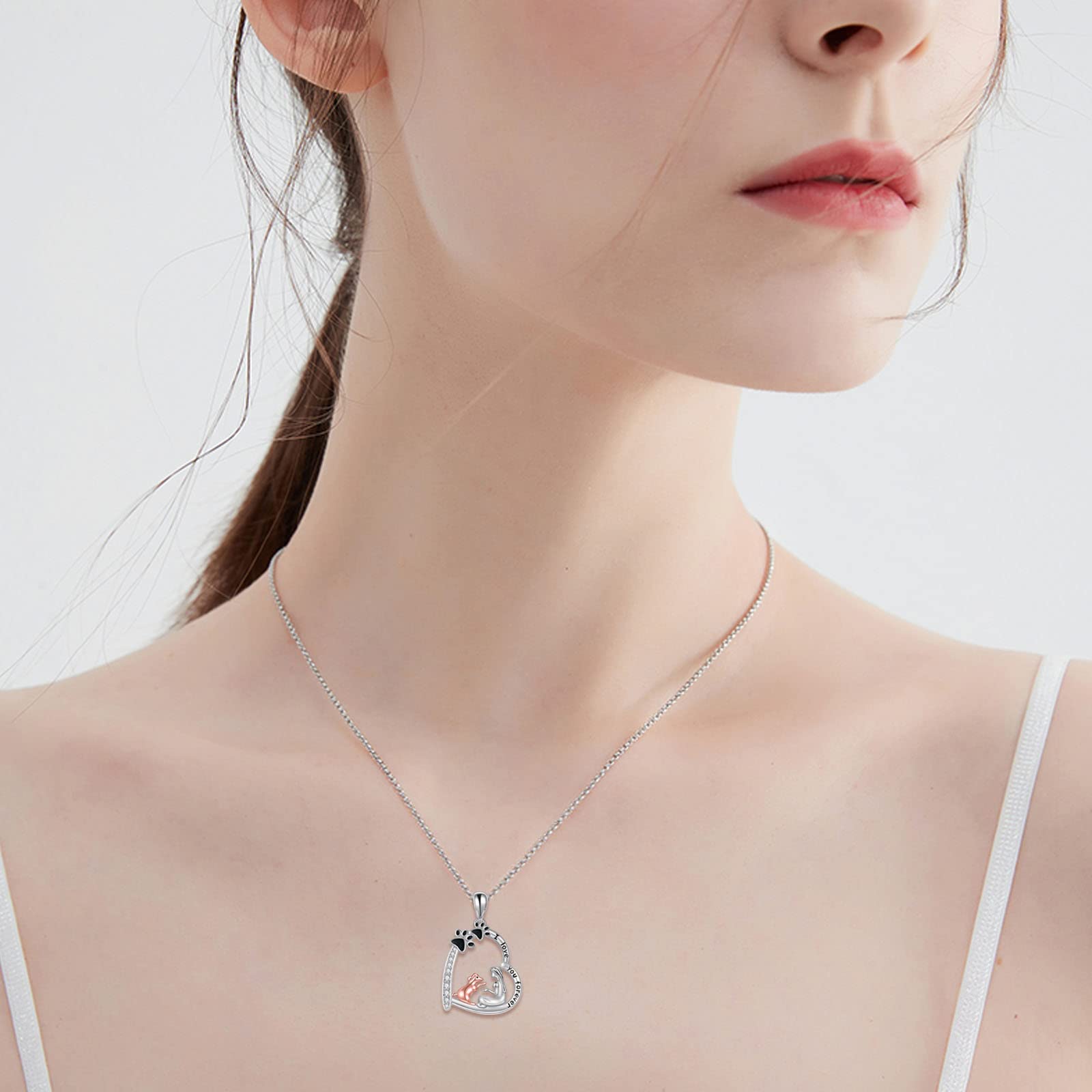 Sterling Silver Dog Paw Heart Necklace - Perfect Gift for Women Dog Lovers | Birthday Jewelry for Her | Ideal for Pet Owners, Dog Moms & Animal Lovers | Great for Everyday Wear, Special Occasions & Gift Giving