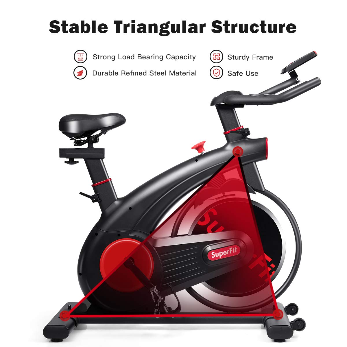 Goplus Indoor Cycling Bike - Silent Belt Drive Exercise Bike with Phone Holder, Adjustable Seat & LCD Monitor - Home Gym Equipment for Cardio, Weight Loss & Fitness Training (Perfect for Small Spaces & Apartment Workouts)