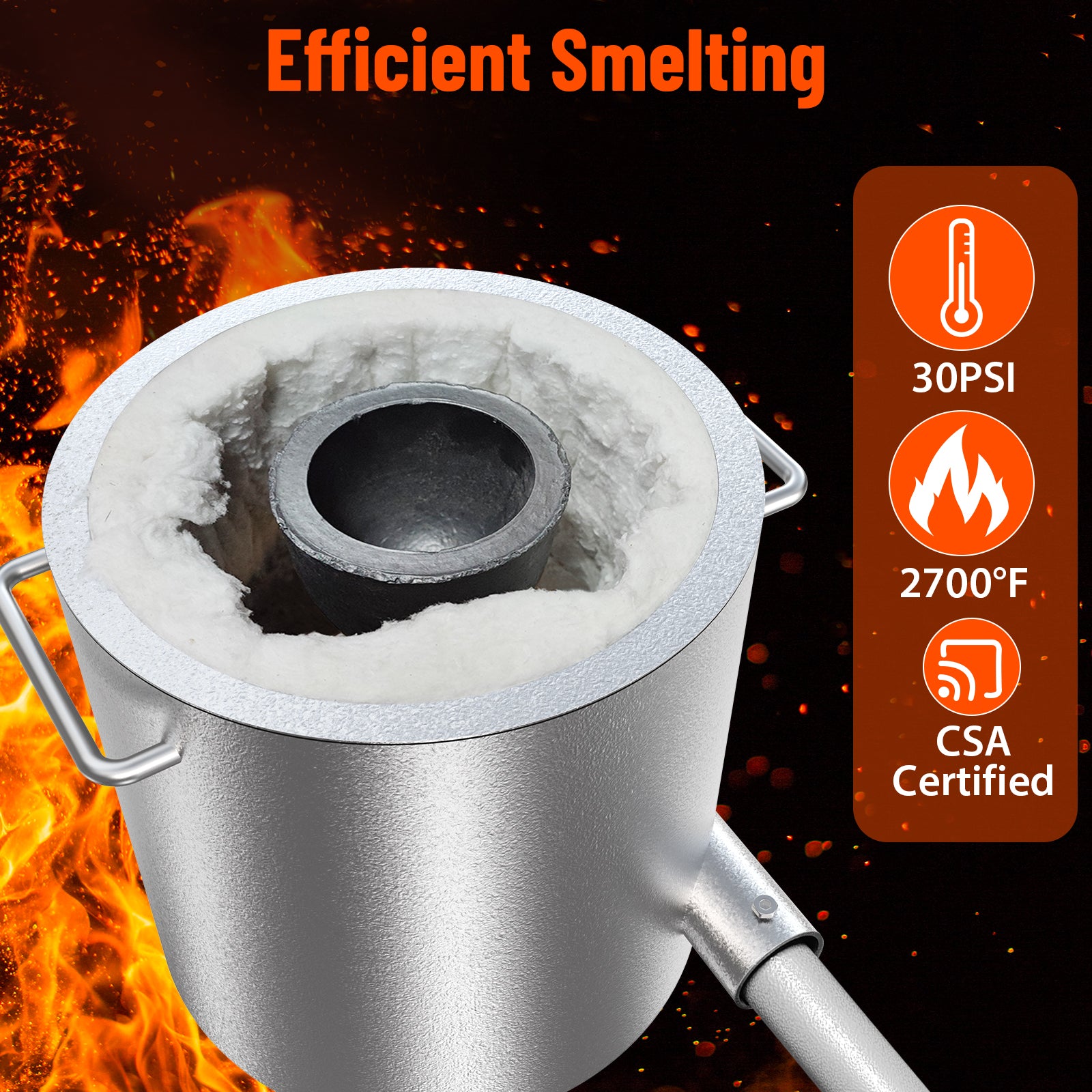 GARVEE 12KG (26Lbs) Propane Melting Furnace Kit - 2370°F High Temperature Metal Foundry with Crucible & Tongs - Perfect for Melting Gold, Silver, Copper & Aluminum - Ideal for Beginners & DIY Jewelry Making, Metal Casting & Small Foundry Projects