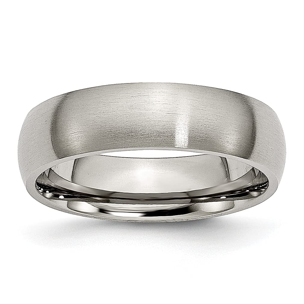 ICE CARATS 6mm Titanium Brushed Half Round Wedding Band - Classic Domed Women's Jewelry Ring for Bridal, Anniversary & Special Occasions - Perfect Gift for Her