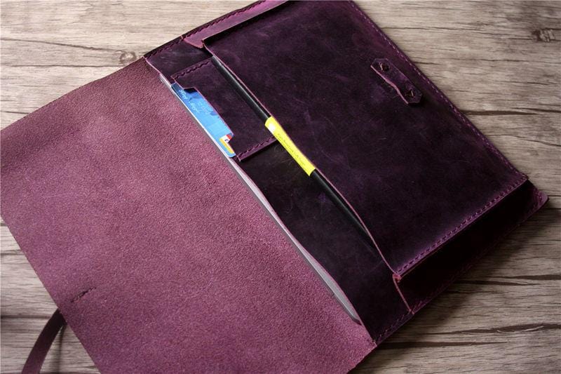 Personalized Leather MacBook 12 Inch Case Sleeve - Custom Name Engraved Laptop Sleeve for MacBook Air 12