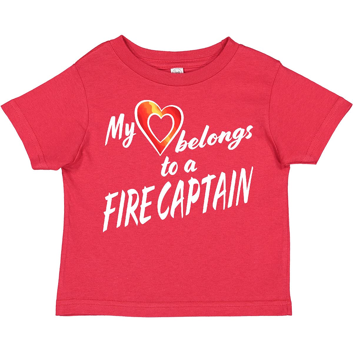 Fire Captain Red Heart Toddler T-Shirt - Cute Kids Graphic Tee for Birthday, Father's Day & Firefighter Appreciation Gifts