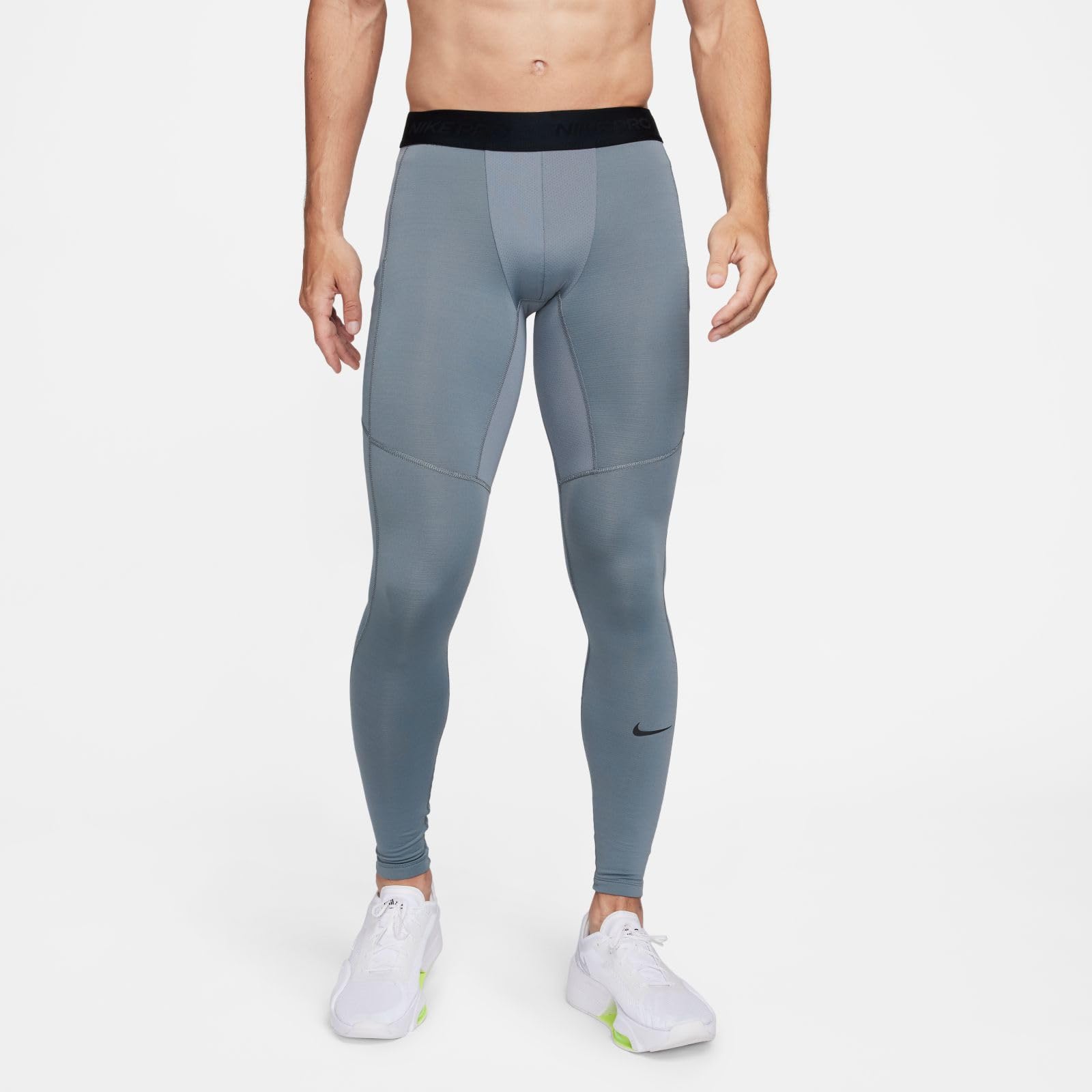 Nike Pro Warm Men's Tights - XL, Smoke Grey/Black for Running & Workouts