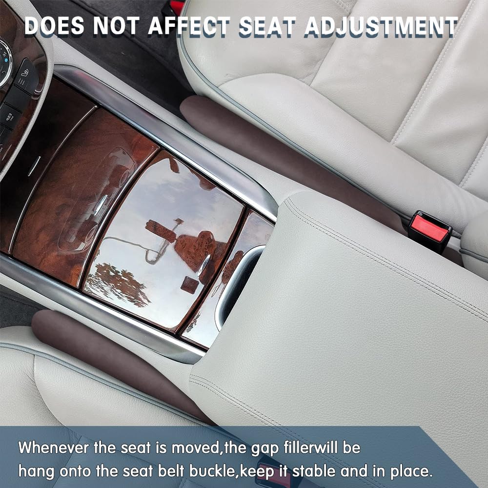 2PCS Universal Car Seat Gap Filler Organizer - PU Leather Side Console Storage for SUV Truck - Prevent Items from Falling Between Seats | Perfect for Road Trips, Commuting & Family Travel