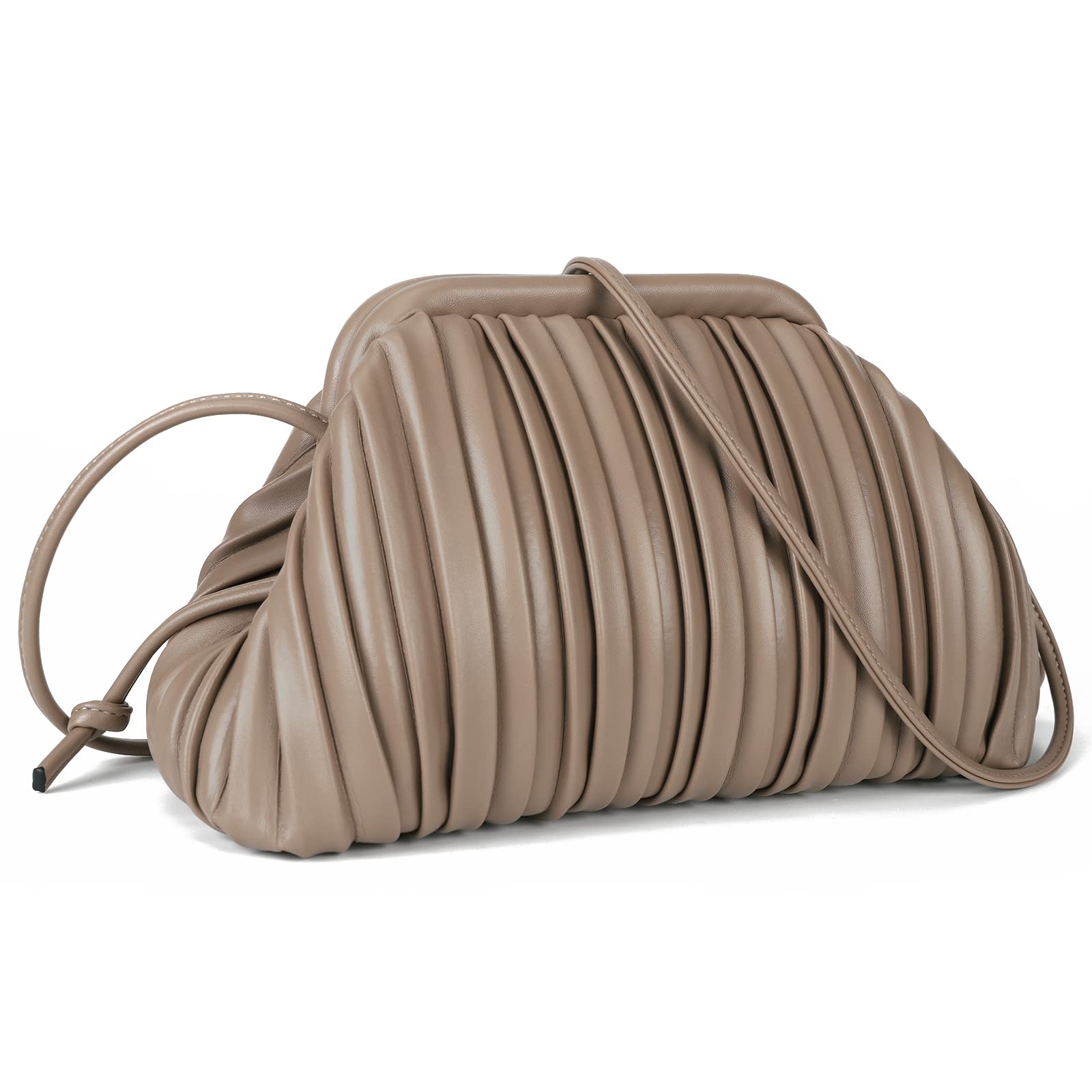 GLITZALL Women's Designer Clutch Purse & Dumpling Bag - Elegant Cloud Handbag with Detachable Shoulder Strap, Ruched Evening Bag for Parties, Weddings & Special Occasions