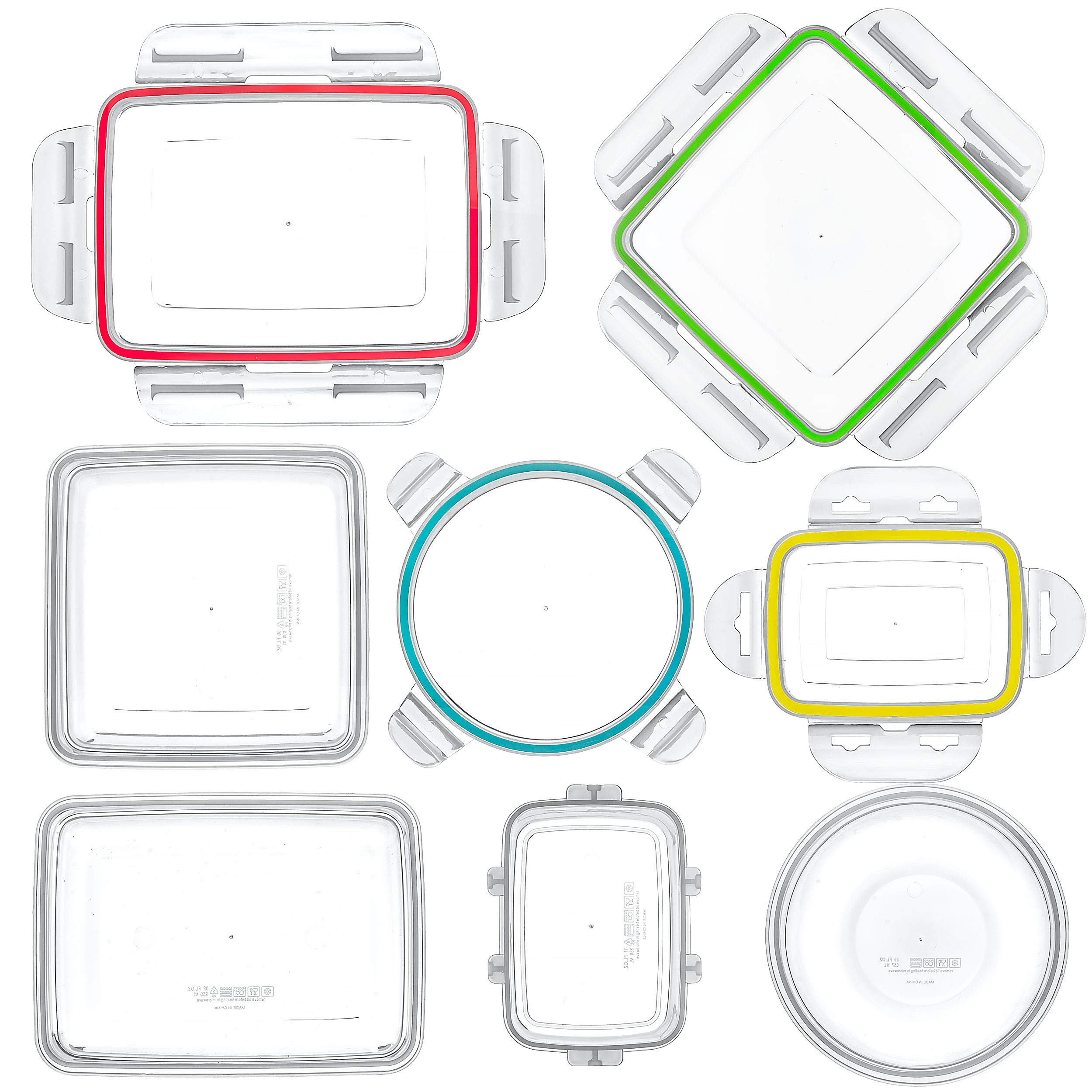 Southern Homewares 16-Piece Clip Lock Food Storage Container Set - Airtight Kitchen Organizers, Microwave & Dishwasher Safe BPA-Free Plastic - Perfect for Meal Prep, Leftovers & Pantry Organization