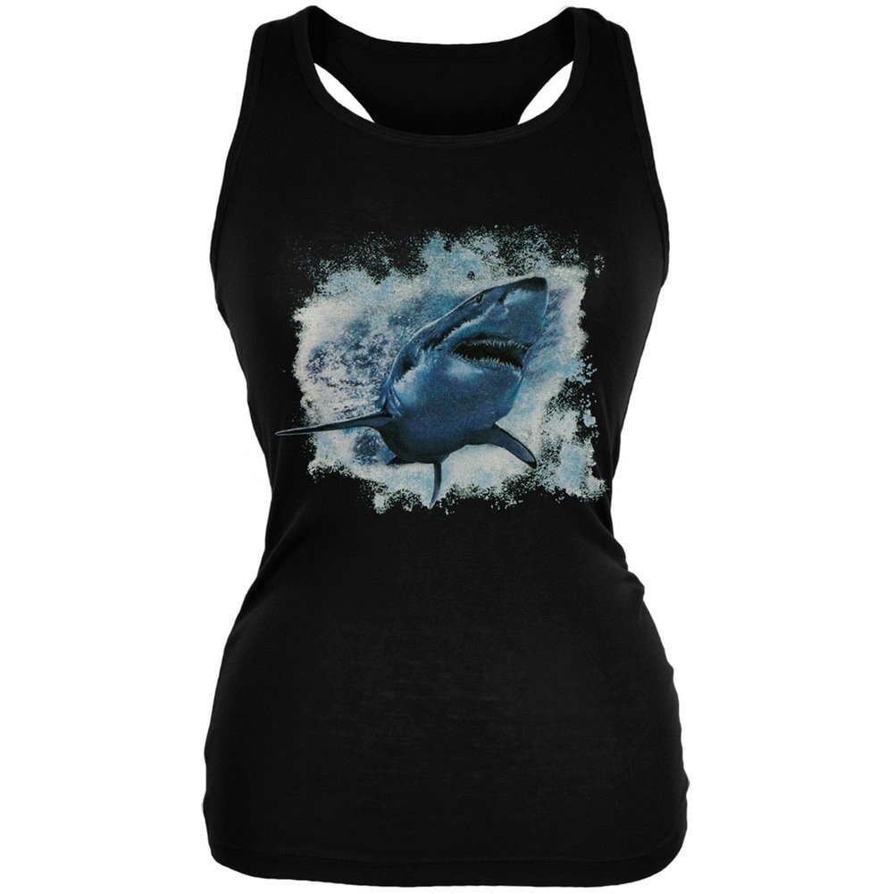 Animal World Great White Shark Black Juniors Soft Tank Top - Comfortable Casual Tee for Kids & Teens - Perfect for School, Beach, and Everyday Wear