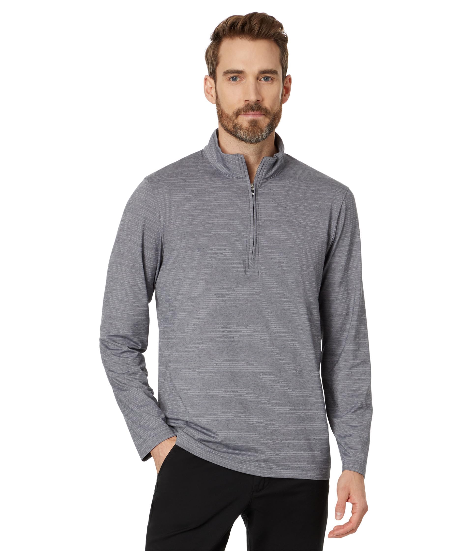 TravisMathew The Heater 1/4 Zip Pullover - Men's Performance Golf & Casual Wear (Sleet/Quiet Shade, Medium) - Perfect for Golfing, Workouts & Outdoor Activities