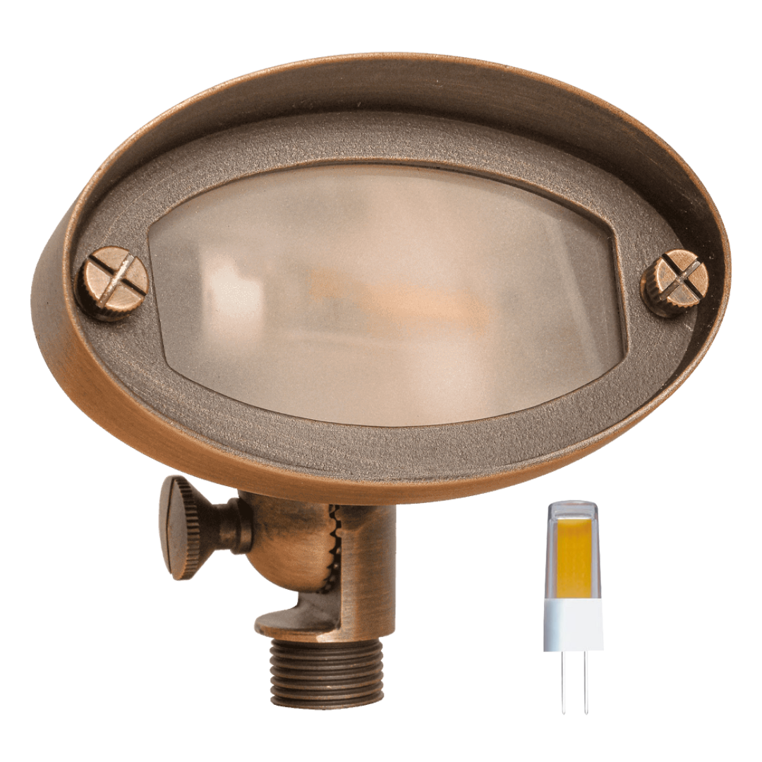 FPB03 4x/8x/12x Brass Oval LED Directional Flood Light - 3W 3000K Adjustable Outdoor Lighting for Garden, Pathway, and Landscape Illumination