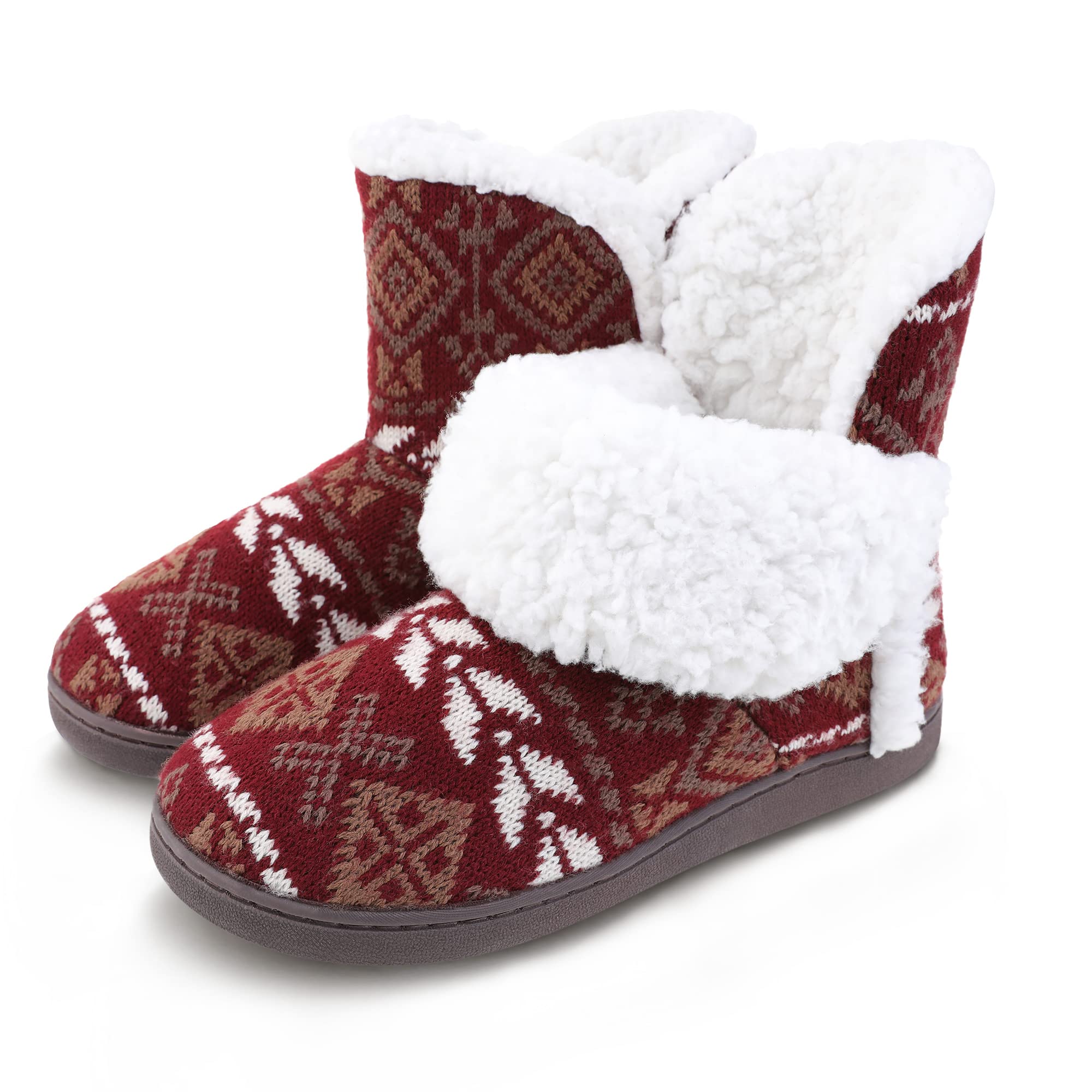 Women's Cozy Faux Fur Slipper Boots with Memory Foam - Warm Winter House Shoes, Non-Slip Indoor/Outdoor Booties for Home, Office & Travel Comfort
