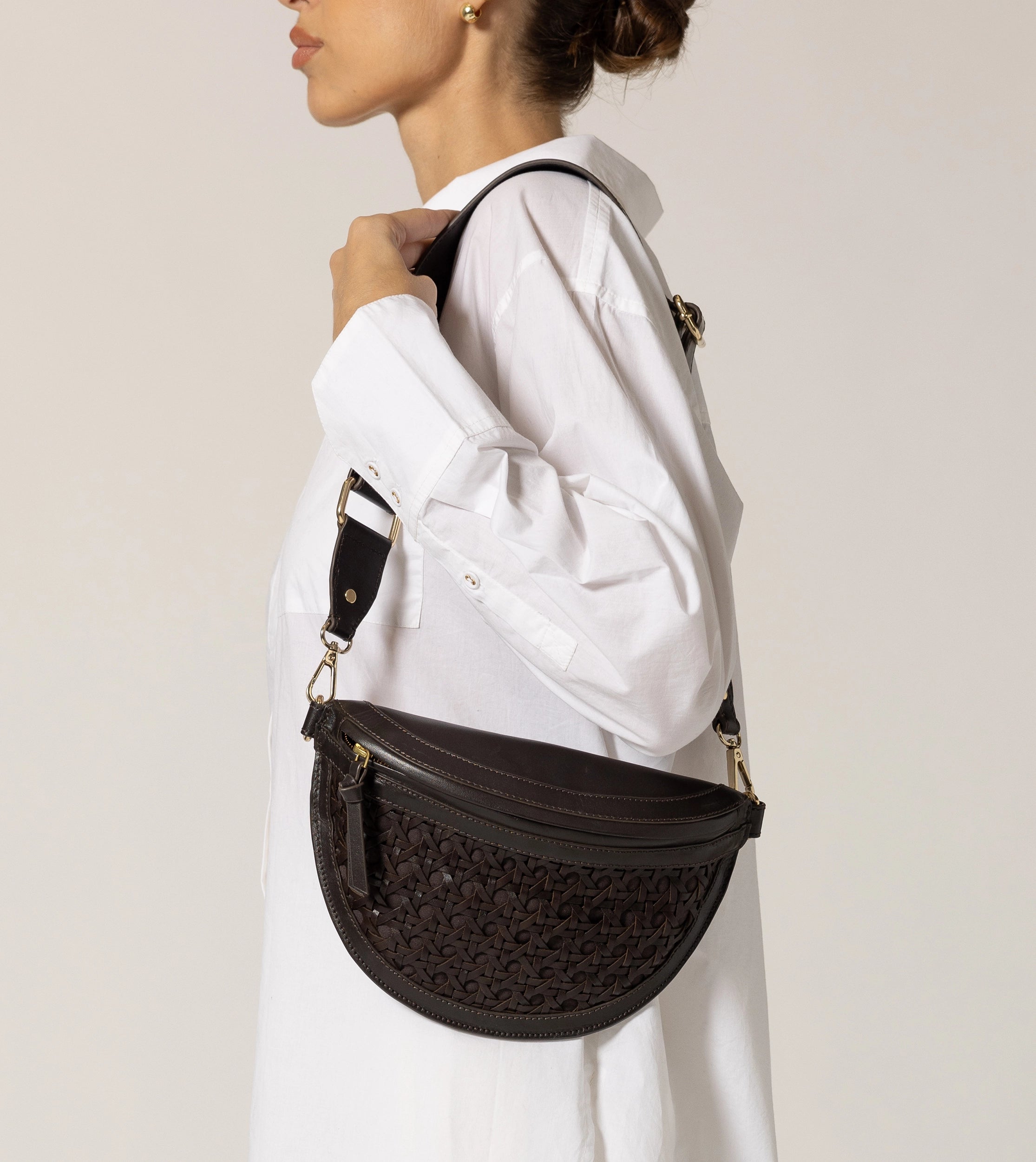 Dewitt Weave Crossbody Bag for Women - Stylish Brown Leather Shoulder Purse - Perfect for Everyday Use, Travel & Shopping