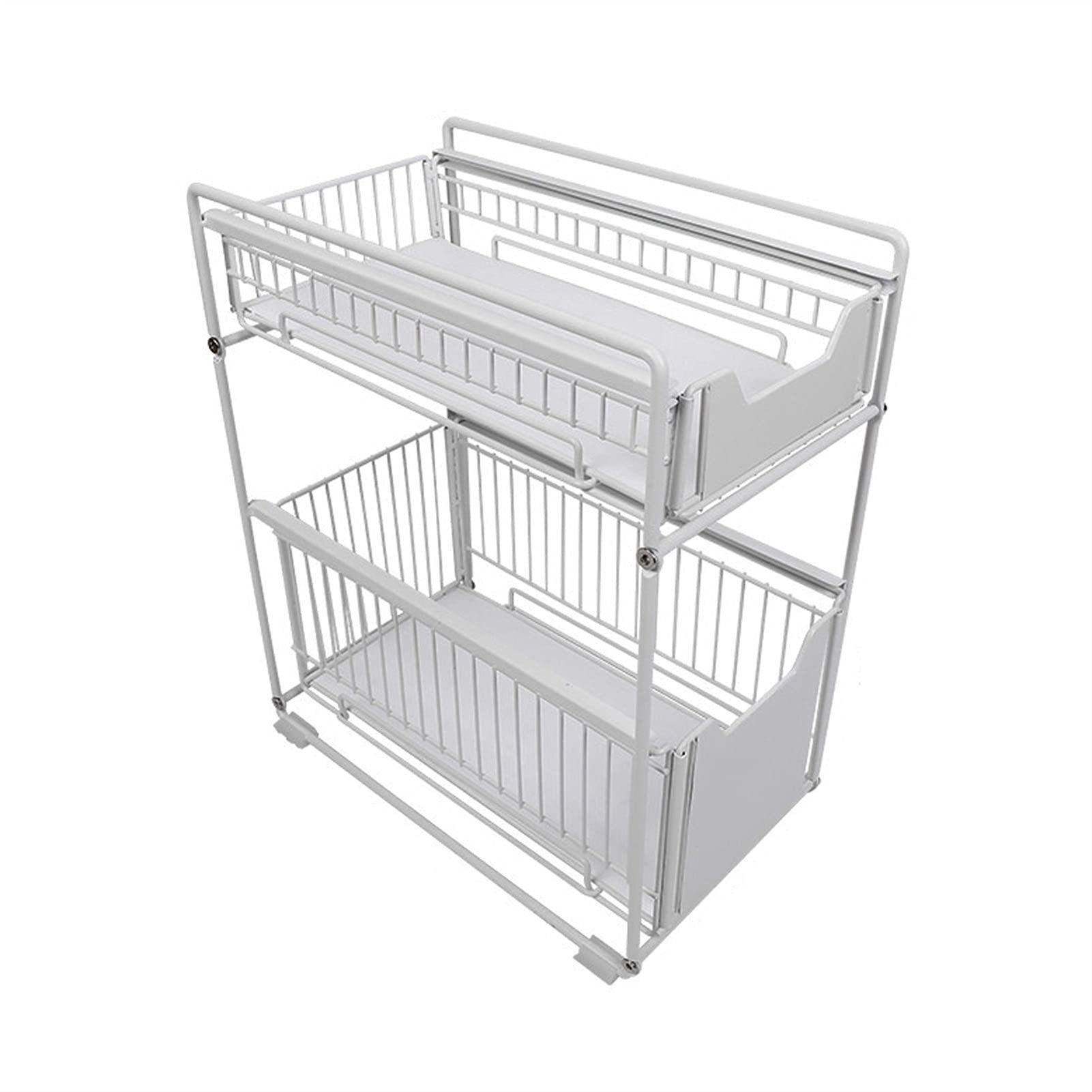 Under Sink Storage Organizer - Expandable Metal Kitchen Shelves, Pull-Out Cabinet Rack for Bathroom & Kitchen Organization (Perfect for Small Spaces Under Sink, Cabinet, or Countertop Storage)
