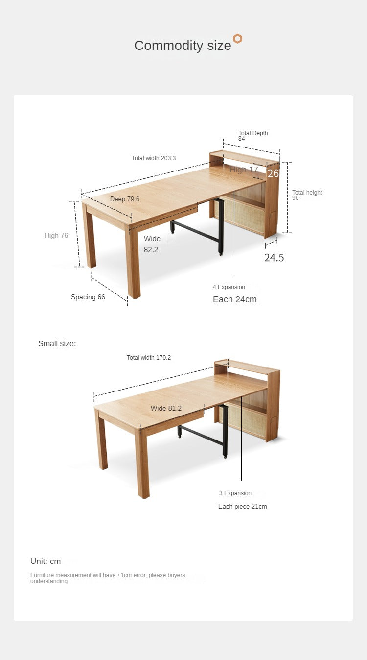 Solid Oak Wood Extendable Dining Table & Buffet Sideboard - Perfect for Small Spaces, Entertaining, and Modern Farmhouse Decor