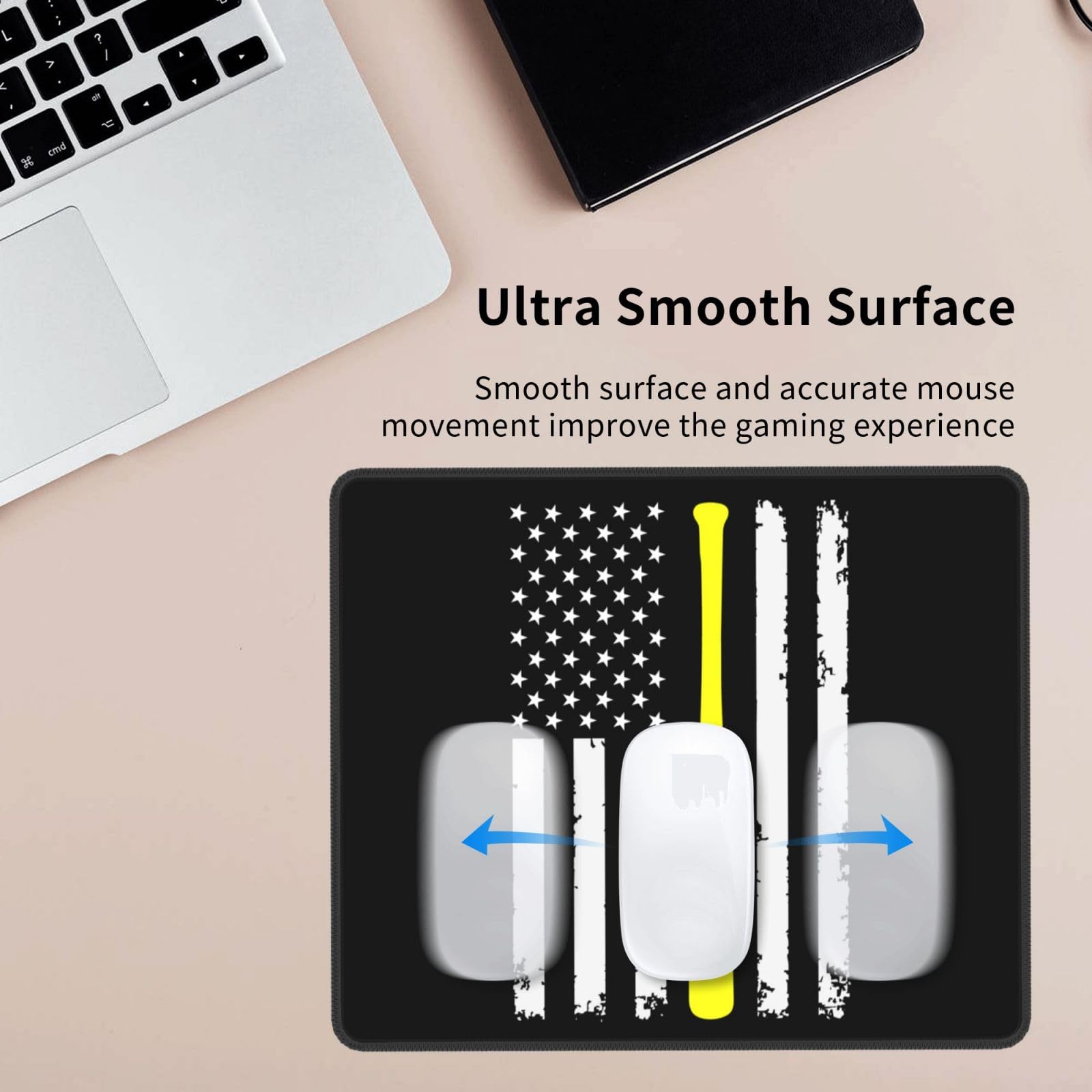 SIYTUAU USA Flag Baseball Design Mouse Pad - Waterproof, Non-Slip Rubber Base for Office & Gaming - 10x12 Inch Large Mousepad for Laptop & PC - Perfect for Work, Gaming & Patriotic Decor