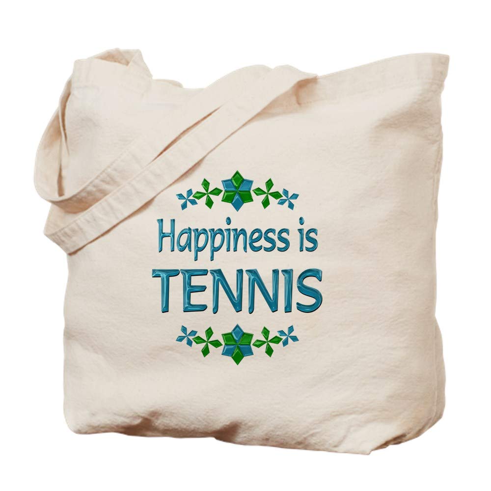 Happiness Tennis Tote Bag - Natural Canvas Reusable Shopping Bag for Women & Men - Perfect for Groceries, Beach, Gym & Everyday Use