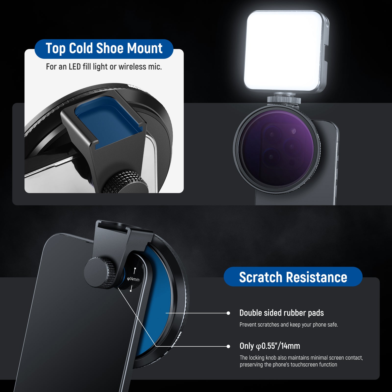 NEEWER 67mm Clip-On ND2-32 Magnetic Phone Lens Filter Kit for iPhone & Android - Perfect for Vlogging, Photography & Cinematic Video Effects