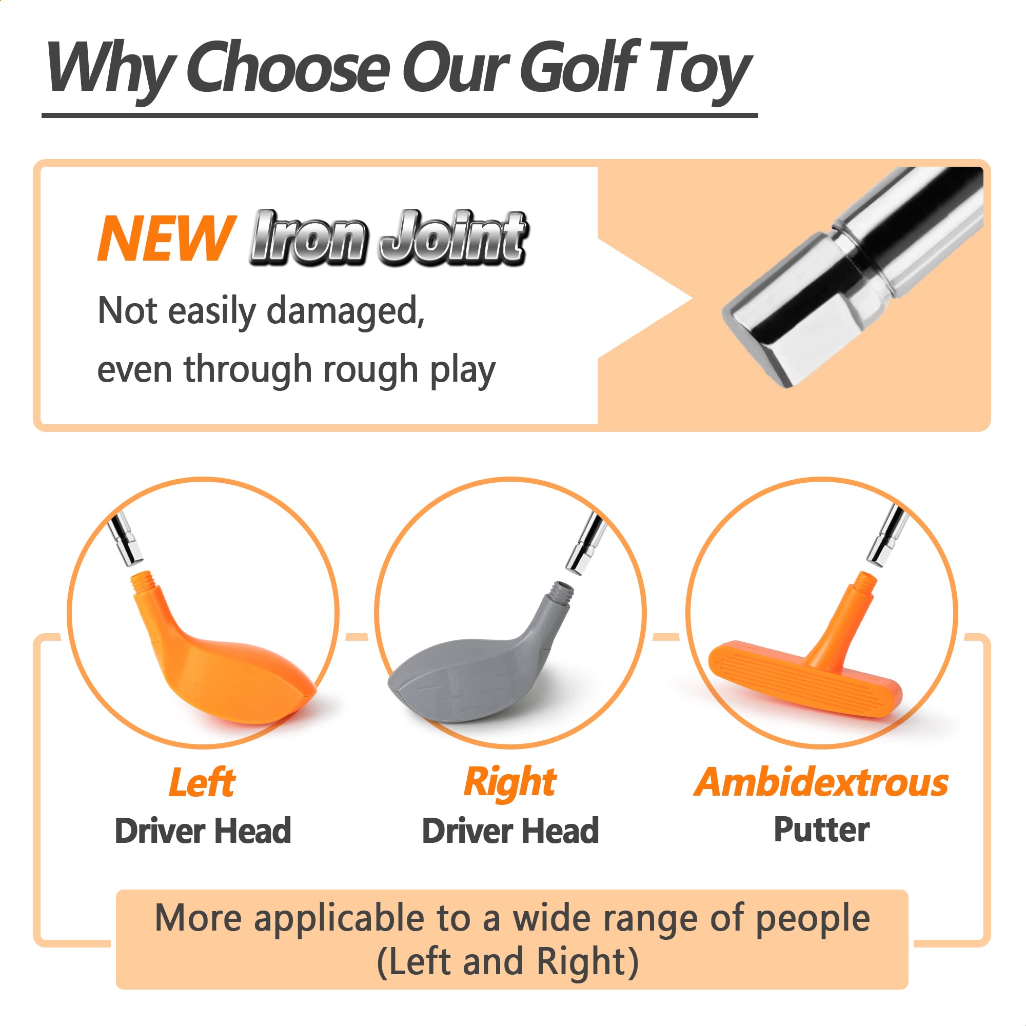 iPlay iLearn Kids Golf Toys Set with Left & Right Club Head - Outdoor Sports Toy for Boys & Girls Ages 3-8 - Indoor/Backyard Golf Ball Game for Toddlers - Active Exercise Toy & Birthday Gift for 4-8 Year Olds - Perfect for Yard Play, Birthday Parties & Preschool Physical Development