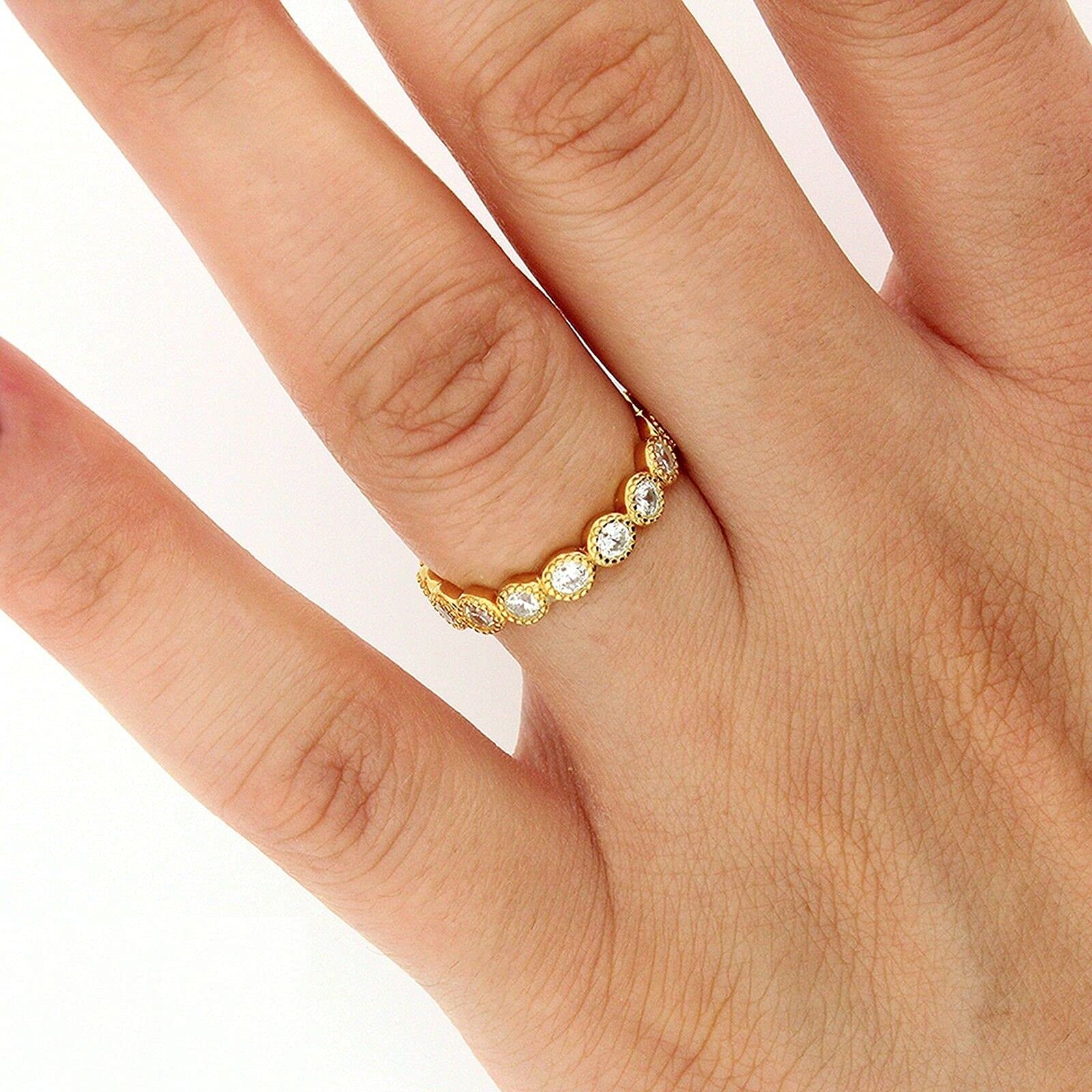 925 Sterling Silver Bezel Set Eternity Ring for Women - Stackable CZ Bridal Band Ring | Unique Jewelry Gift for Girlfriend, Wife, Anniversary | Perfect for Weddings, Engagements & Everyday Wear