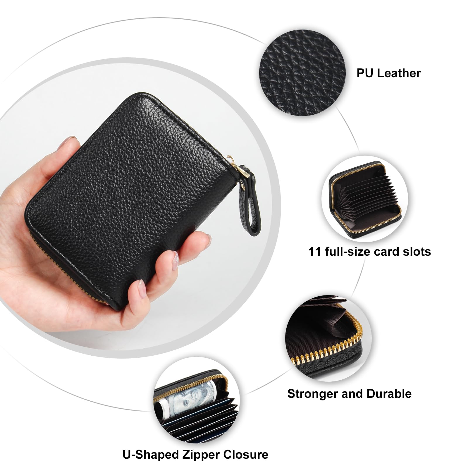 EcoVision RFID Blocking Credit Card Holder – Slim Accordion Zipper Wallet for Men & Women – Secure Card Organizer for Travel, Business & Everyday Use