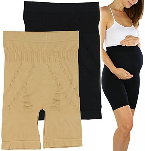2 Pack: Black & Beige Long Shorts