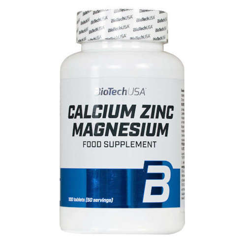 BioTechUSA Calcium Zinc Magnesium Supplement - 100 Tablets for Bone Health, Muscle Support & Immune Boost | Daily Wellness & Fitness Nutrition