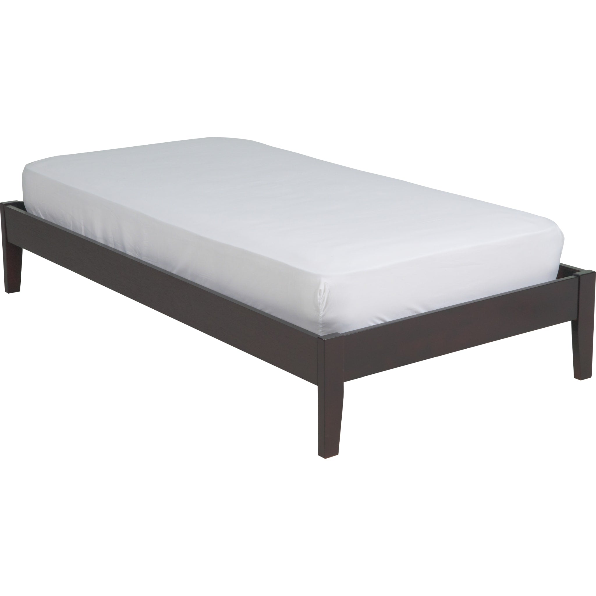 Stylish Espresso Wood Platform Bed Frame - Queen Size, Solid Wood, Modern Minimalist Design - Perfect for Bedrooms, Guest Rooms & Small Spaces