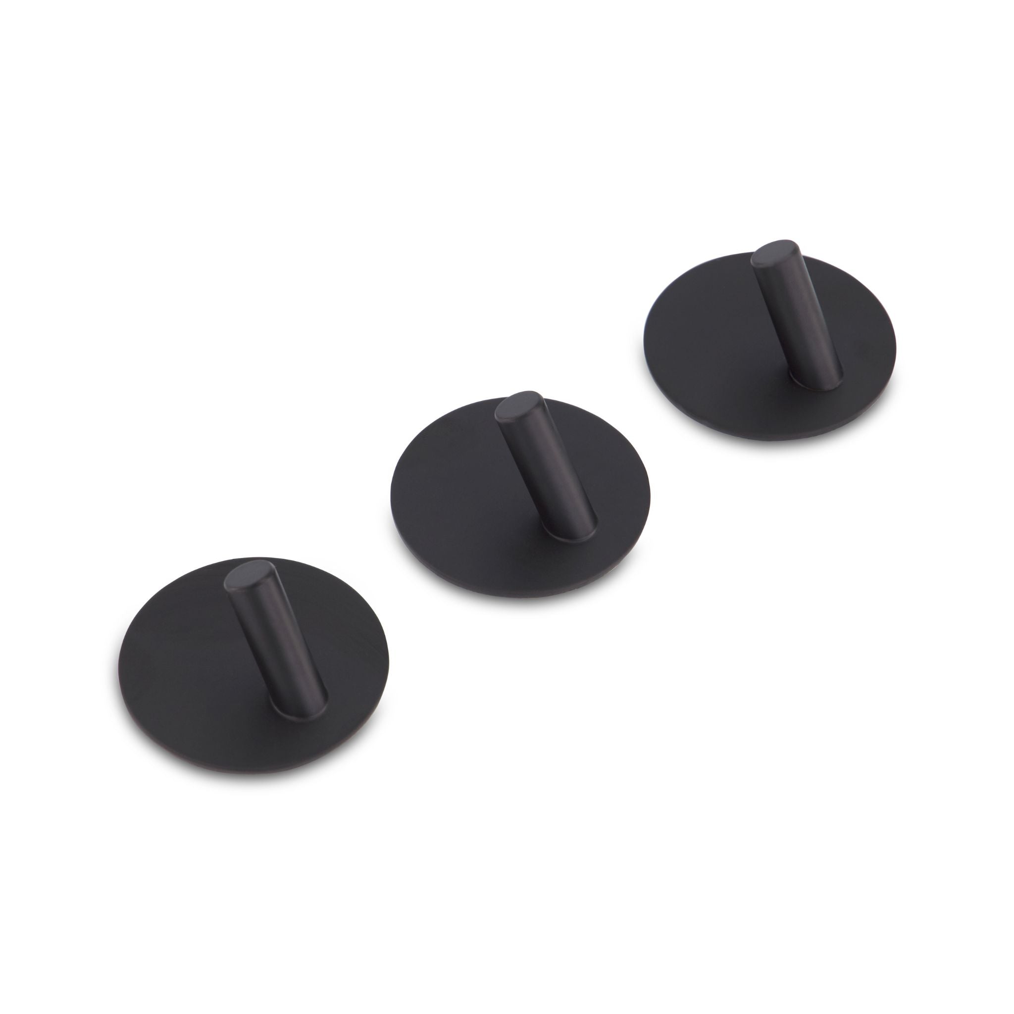 Self Adhesive Hooks - Black (3 Pack) - Heavy Duty Wall Hooks for Hanging Coats, Hats, Keys & Home Decor - No Drilling Required