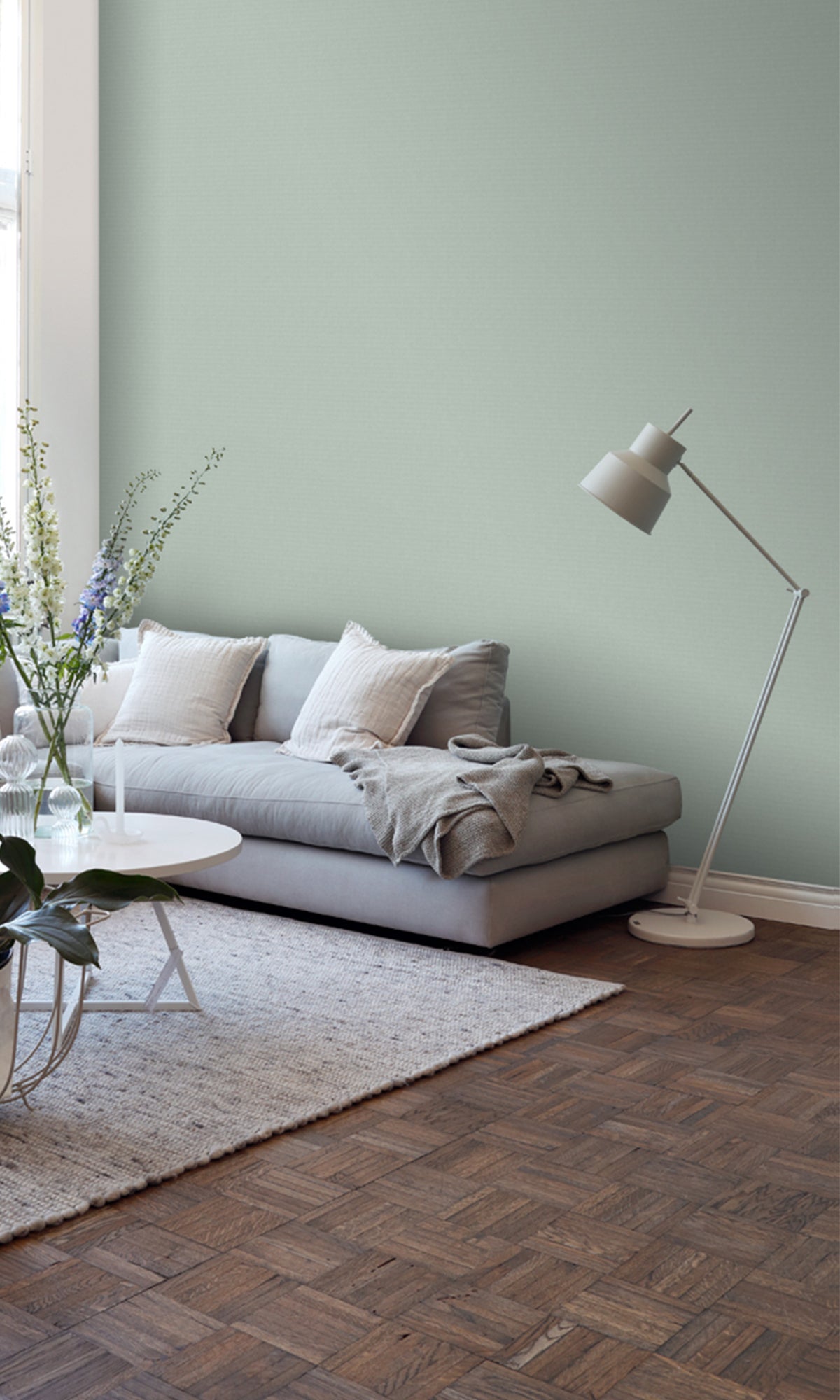 Celadon Green Blush Linen Texture Plain Wallpaper R9401 - Self-Adhesive Peel and Stick Wallpaper for Bedroom, Living Room, Nursery & Home Decor