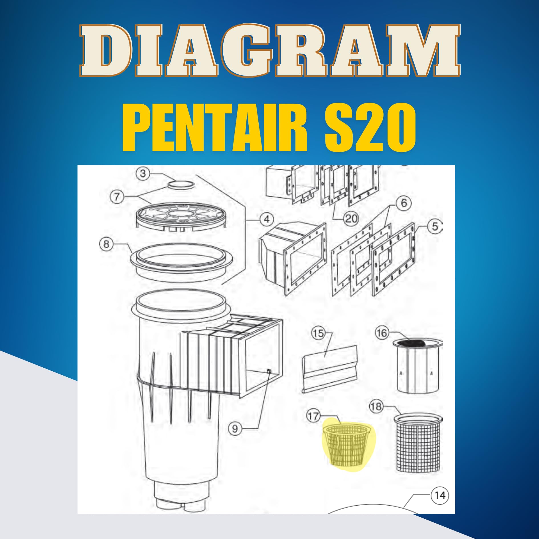 Pentair Skimmer Basket Replacement - 8 Inch Stainless Steel Pool Skimmer Basket Compatible with Pentair 85014500 & S200 Models | Durable 316 Stainless Steel Handle with Rubber Grip | Built-in Brass Weight for Stability | Perfect for In-Ground & Above-Ground Pool Maintenance
