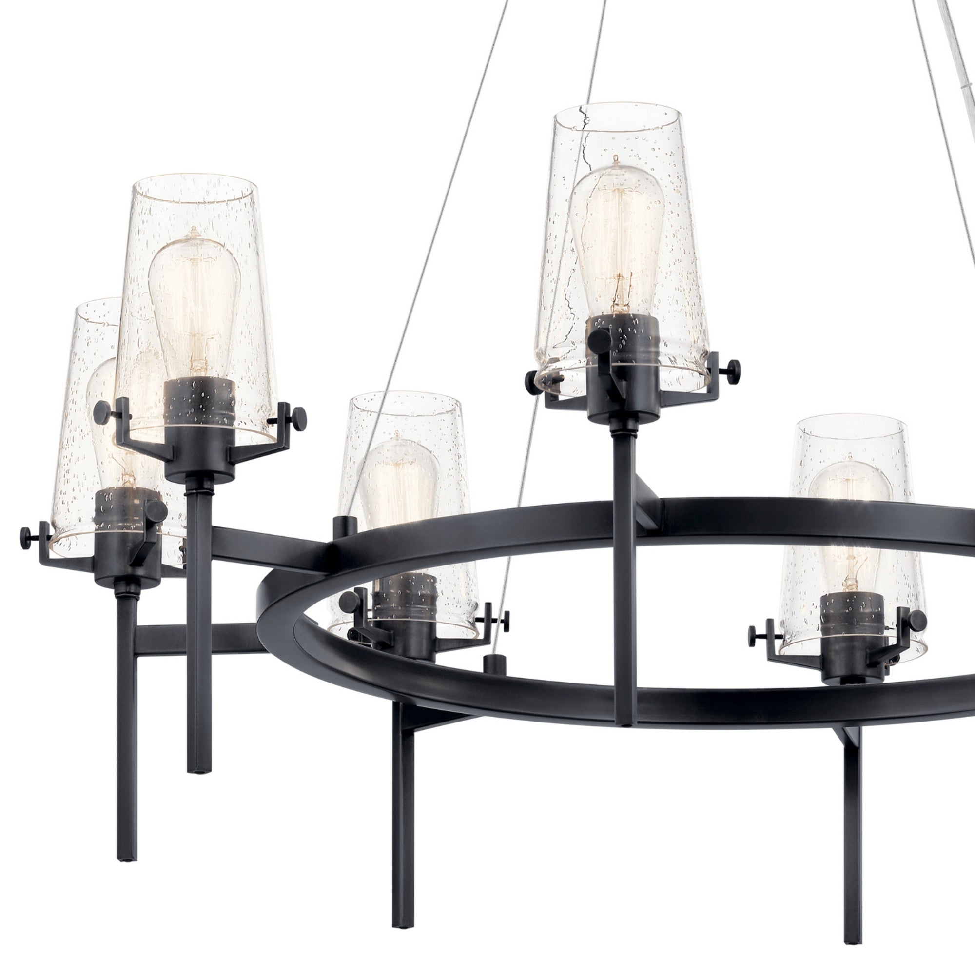 38 Inch 8-Light Black Chandelier by Alton - Modern Crystal Ceiling Light Fixture for Dining Room, Bedroom, and Living Room Decor
