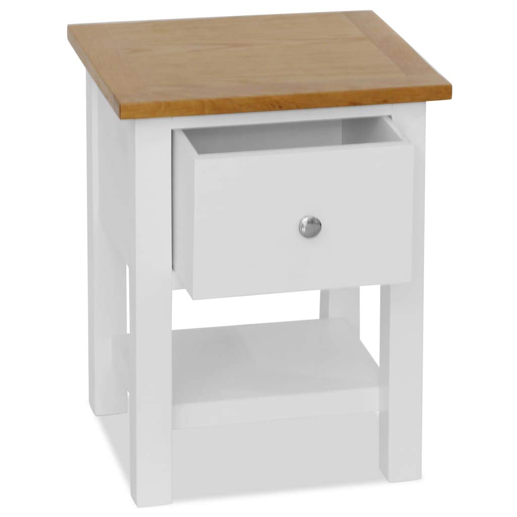 CHARMMA Nightstands Set of 2 - 14.2x11.8x18.5 Inch Solid Oak Wood Bedside Tables with Drawer - Perfect for Bedroom, Guest Room or Dormitory Furniture