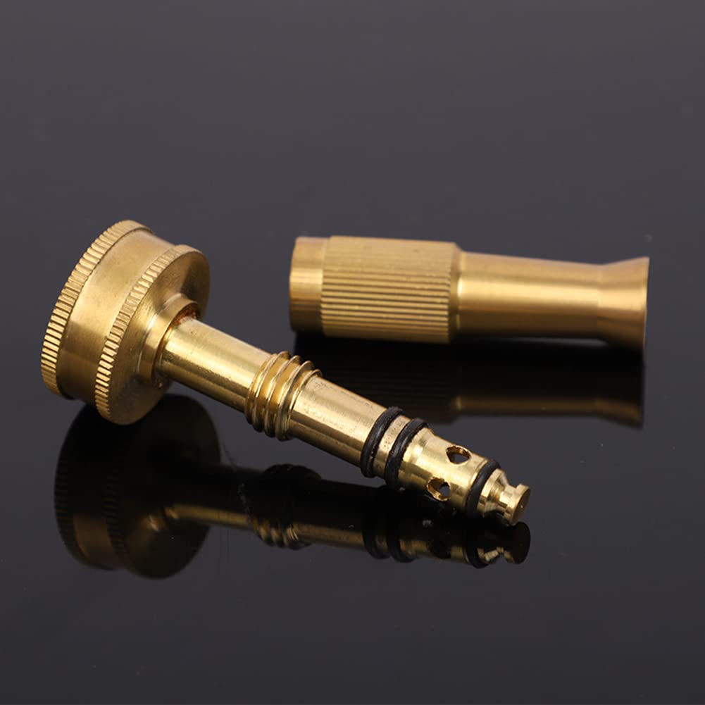 Heavy-Duty Brass Hose Nozzle - High Pressure Adjustable Water Spray Nozzle for Car Washing, Garden Watering & Outdoor Cleaning - 1 Piece Solid Brass Twist Sprayer Nozzle