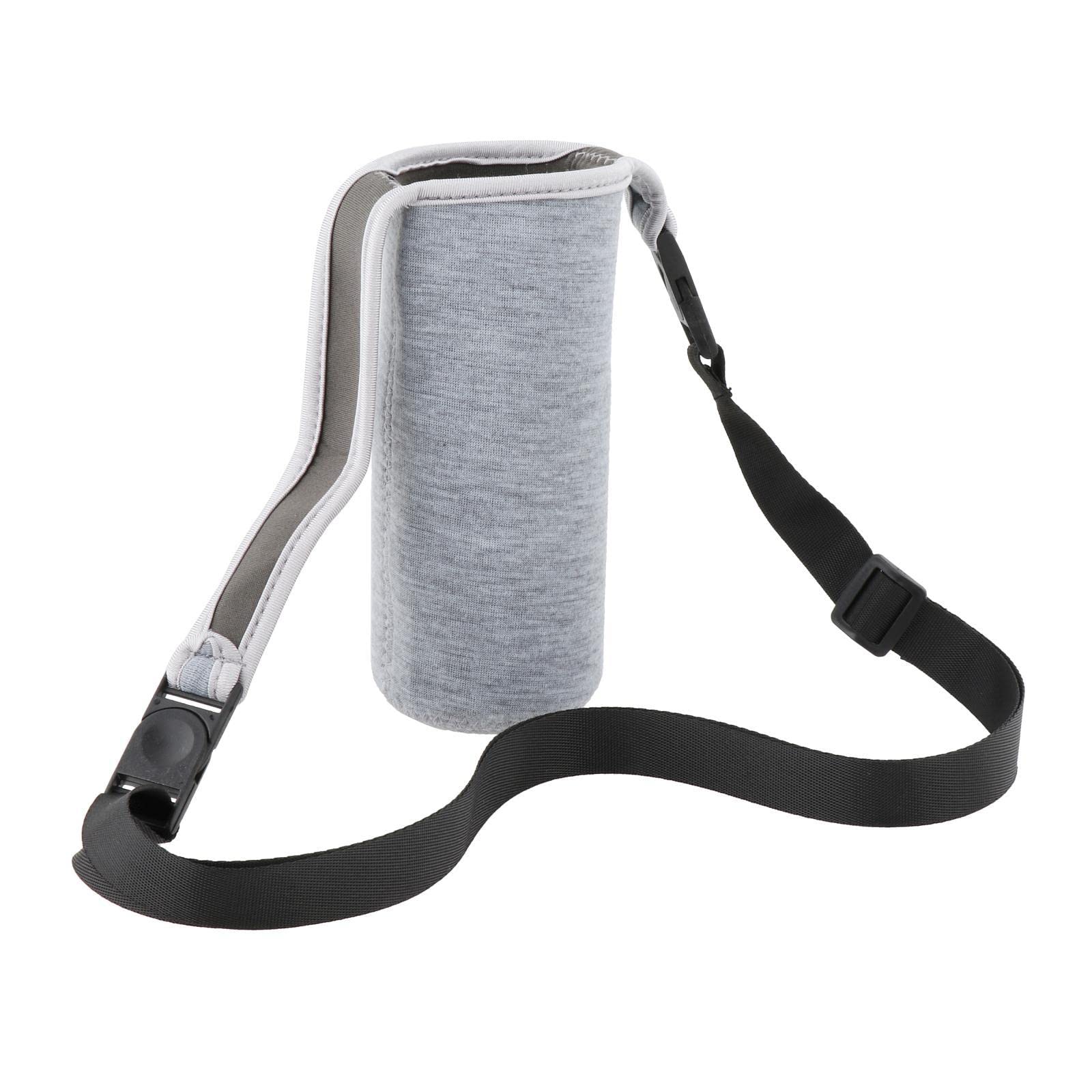 Newmind Insulated Water Bottle Sleeve Cover with Adjustable Shoulder Strap - Neoprene Pouch Bottle Holder for Hiking, Gym & Travel (Grey)