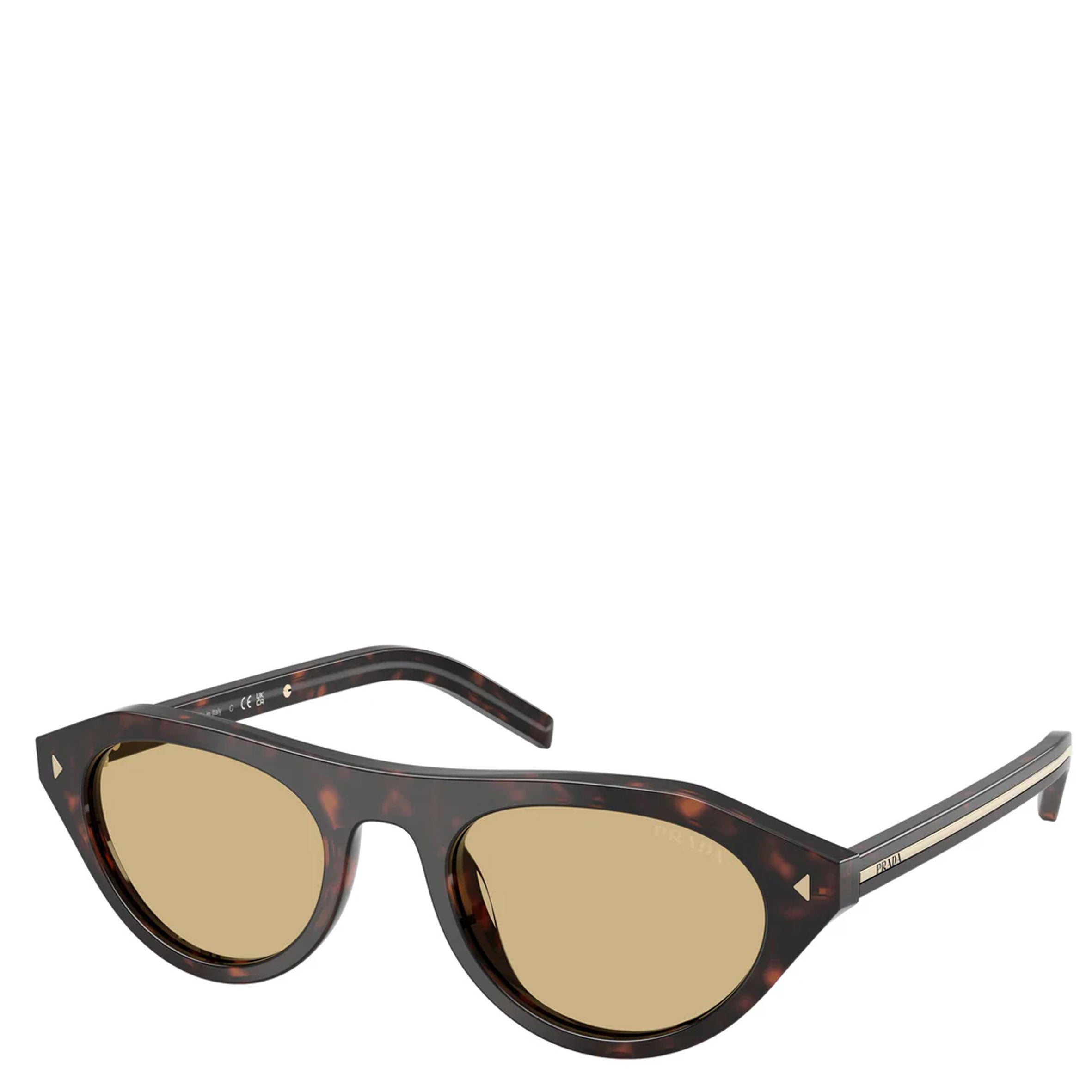 PRADA 0PRB15S Polarized Sunglasses with Iconic Metal Plaque - Tortoise Shell Frame for Women - UV Protection & Fashion Statement for Beach, Driving & Outdoor Activities
