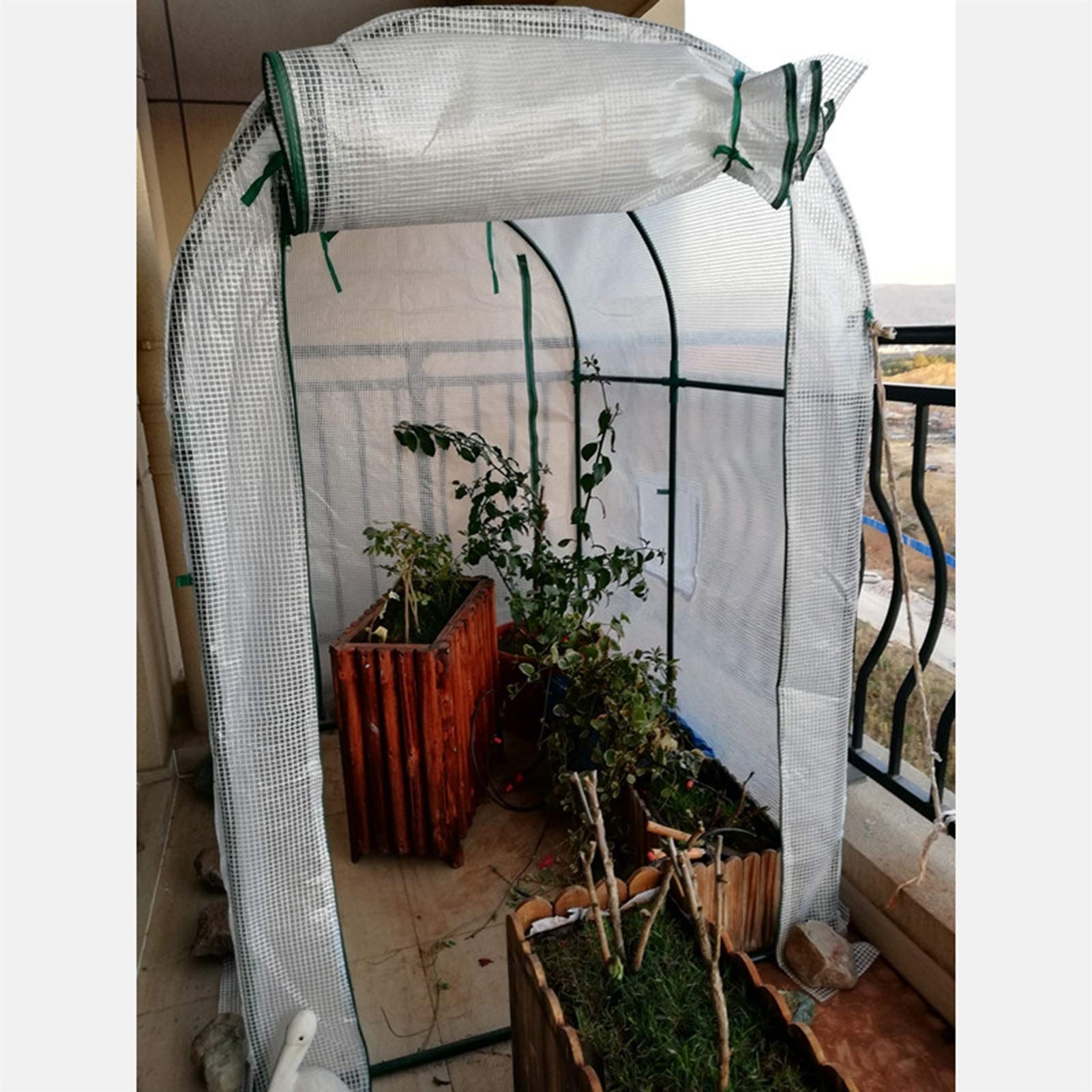 Gzhenh Translucent Walk-in Greenhouse - Rainproof & Anti-Snow Grid Design with Zipper for Tomatoes - 100x100x120cm White - Perfect for Home Gardening, Plant Protection & Year-Round Growing
