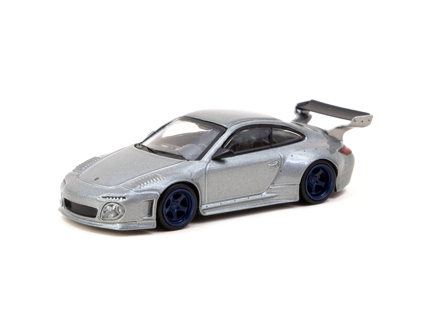Tarmac Works 1/64 Scale Porsche 911 (997) Diecast Model Car - Gray Metallic Finish | Collectible Miniature Vehicle for Display & Racing Scenes | ROAD64 Series