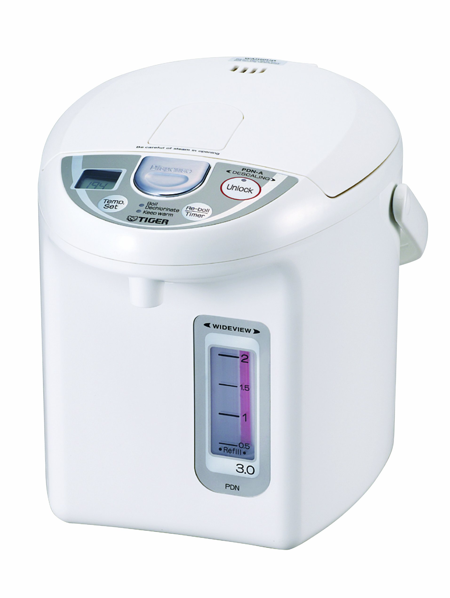 Tiger PDN-A30U-W 3.0L Electric Water Boiler & Warmer - Fast Heating, Auto Keep Warm, BPA-Free - Perfect for Home, Office, Tea & Coffee Making (White)