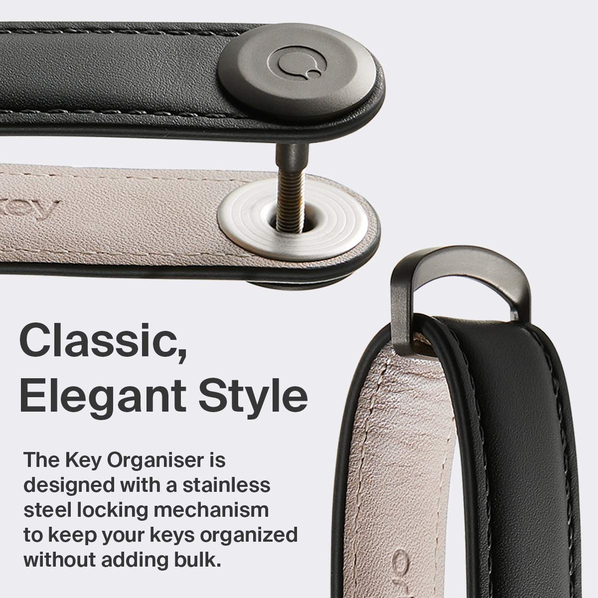 Orbitkey Genuine Leather Key Organizer - Navy Blue with Tan Stitching, Built-in Bottle Opener, Key Ring Holder | Compact & Stylish Keychain for Men & Women | Perfect for Home, Office, Travel & Everyday Carry
