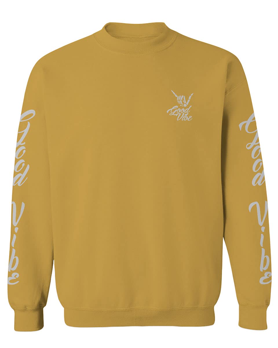 Vintage Hipster Graphic Men's Crewneck Sweatshirt - Cool Hand Shaka & Good Vibes Bones Design - Perfect for Casual Wear, Street Style & Festival Outfits