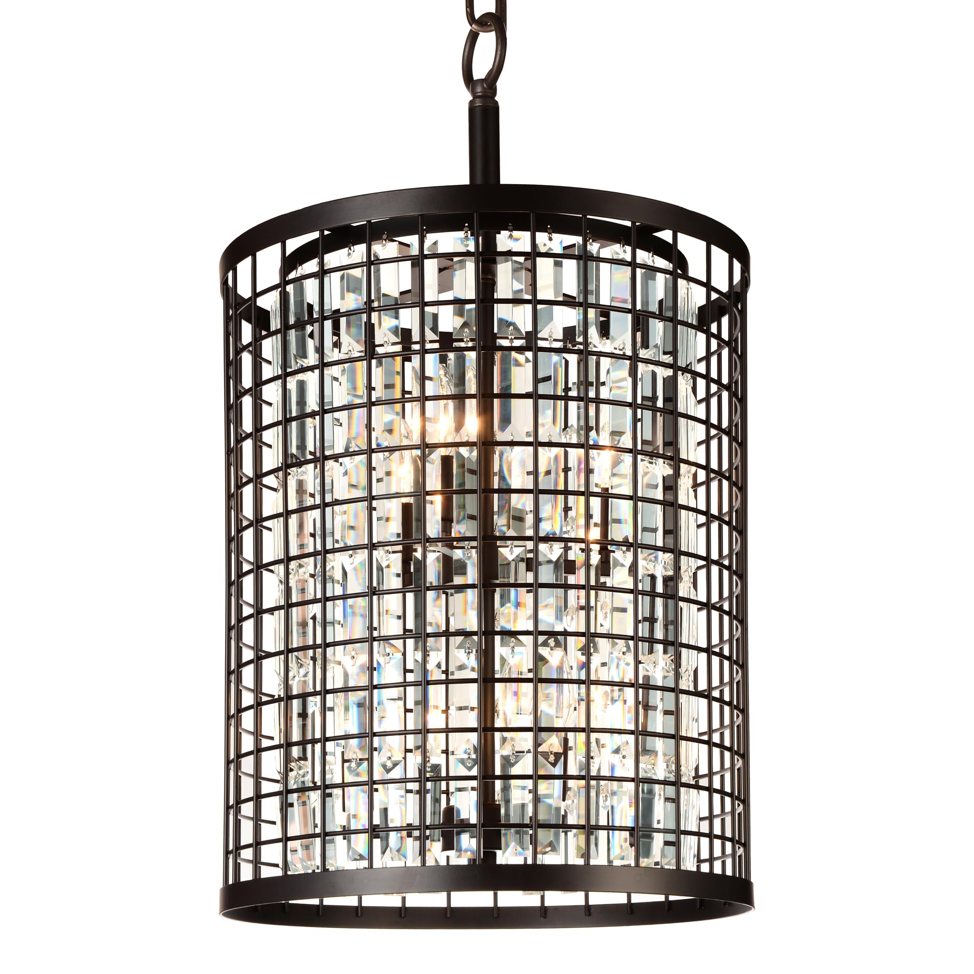 Farmhouse Metal Chandelier - 6-Light Brown Rustic Ceiling Fixture for Dining Room, Kitchen & Living Room | CWI Lighting Meghna Collection