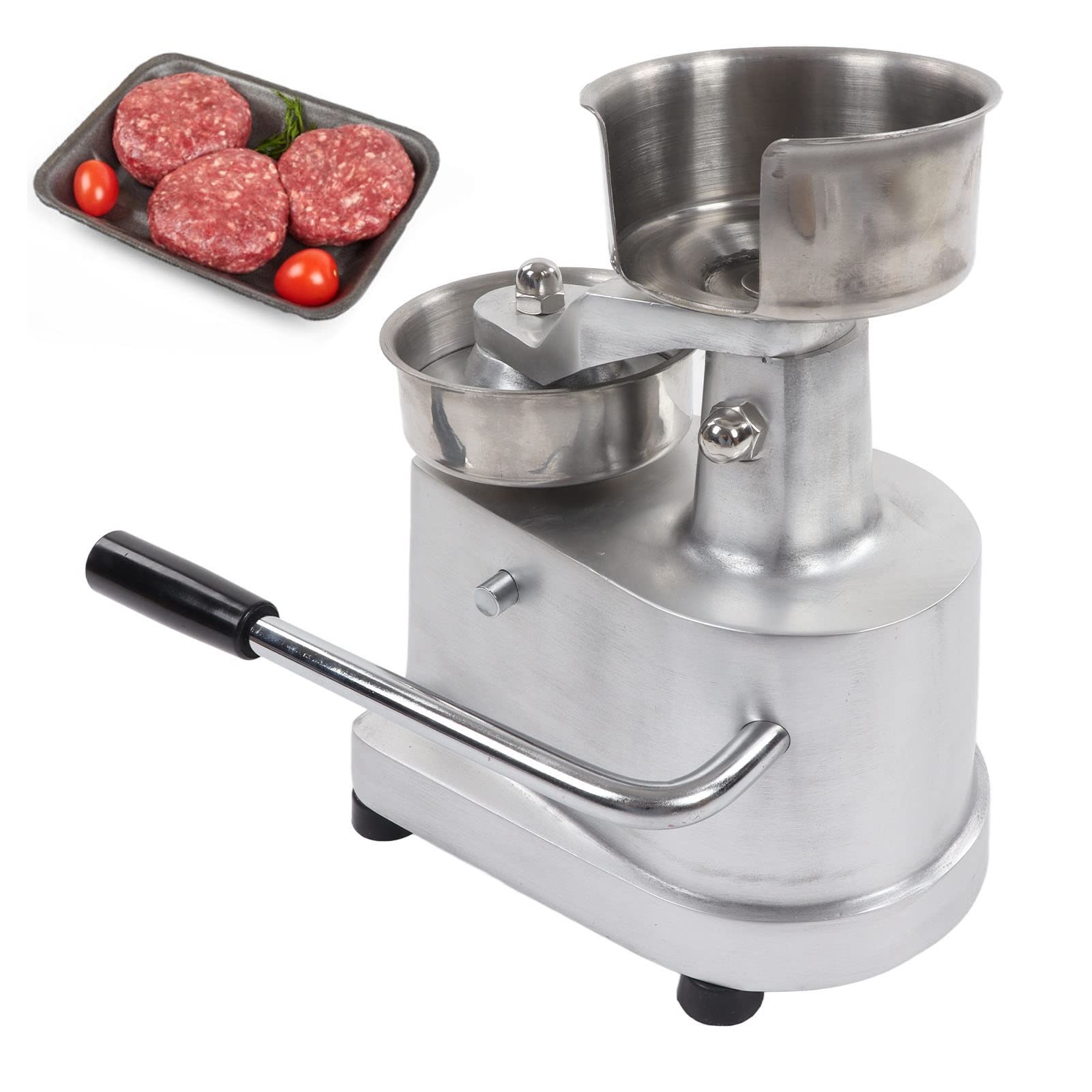 Commercial Stainless Steel Hamburger Press - Heavy Duty Burger Patty Maker with 500 Patty Papers (5.12in/130mm) for Restaurants, BBQ & Home Kitchen Use
