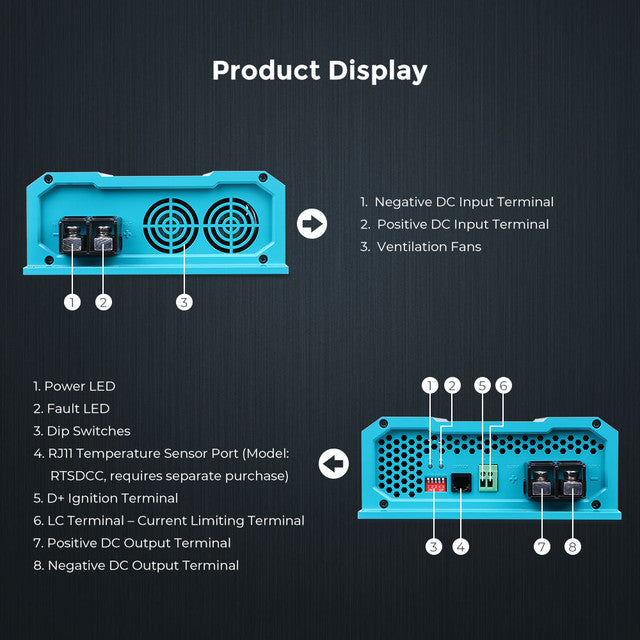 Renogy 12V 60A DC to DC Battery Charger with MPPT - On-Board Battery Charging for RVs, Boats & Solar Power Systems