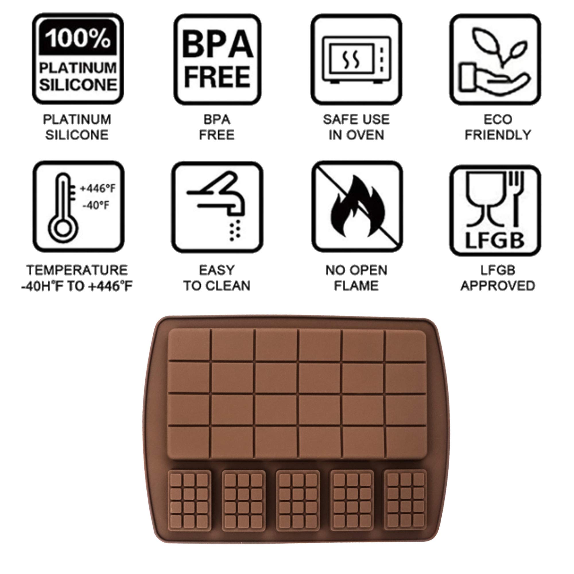 5-Piece Mini Chocolate Silicone Mold Set with Break-Apart Design - DIY Candy, Protein, Cake Decorating, Baking, Jelly Molds for Ice Trays & Kitchen Tools - Perfect for Homemade Treats, Party Favors, and Gift Making