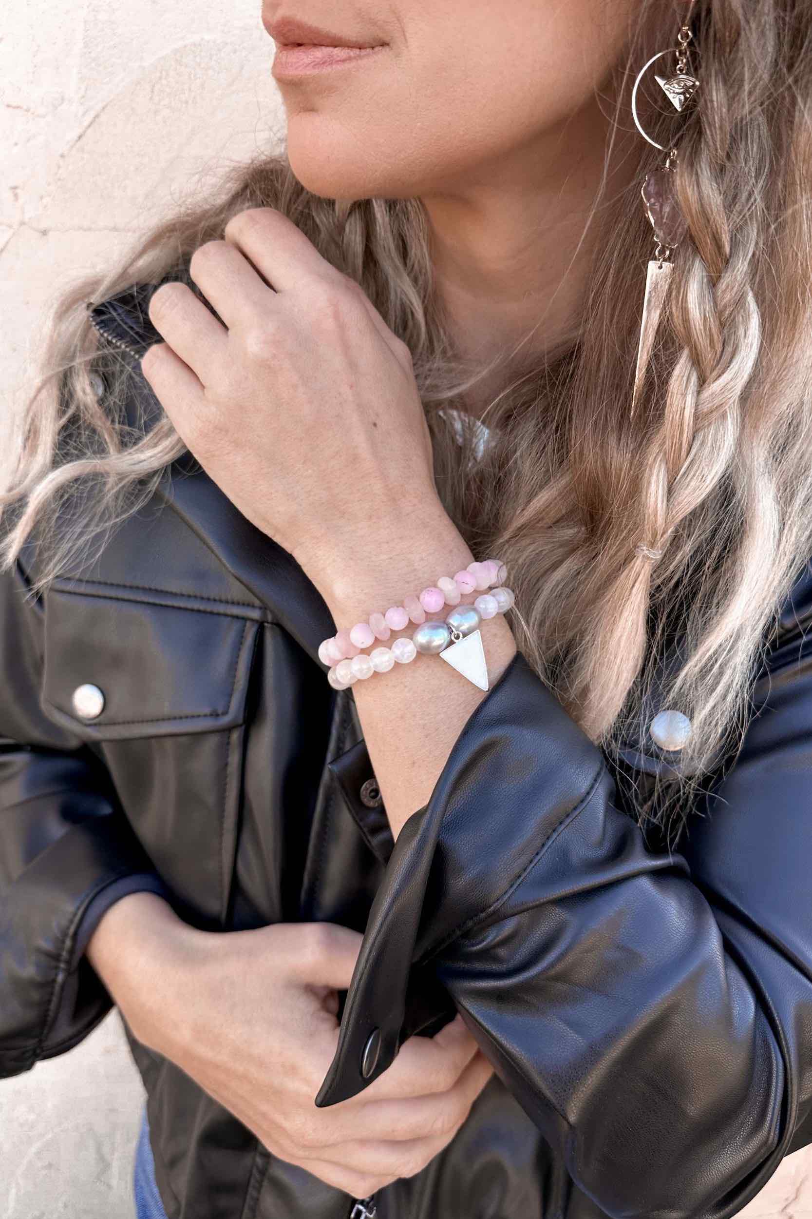 Love Warrior Bracelet Stack - Adjustable Beaded Bracelets for Women, Boho Chic Friendship Bracelets Set, Handmade Spiritual Jewelry for Yoga, Meditation & Everyday Wear