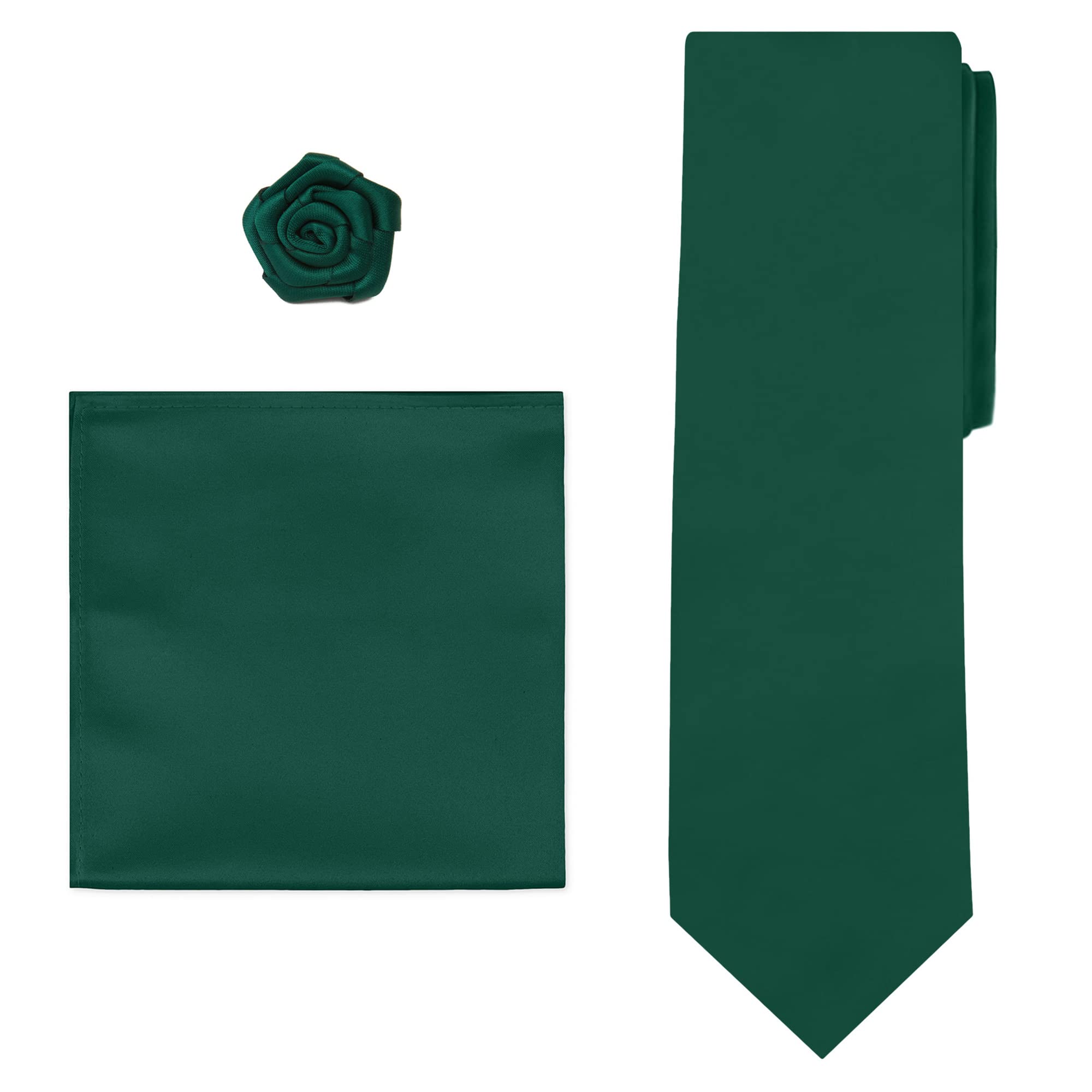 3-Piece Open Rose Lapel Flower Tie Hanky Set for Men - Elegant Boutonniere for Weddings, Prom & Formal Events