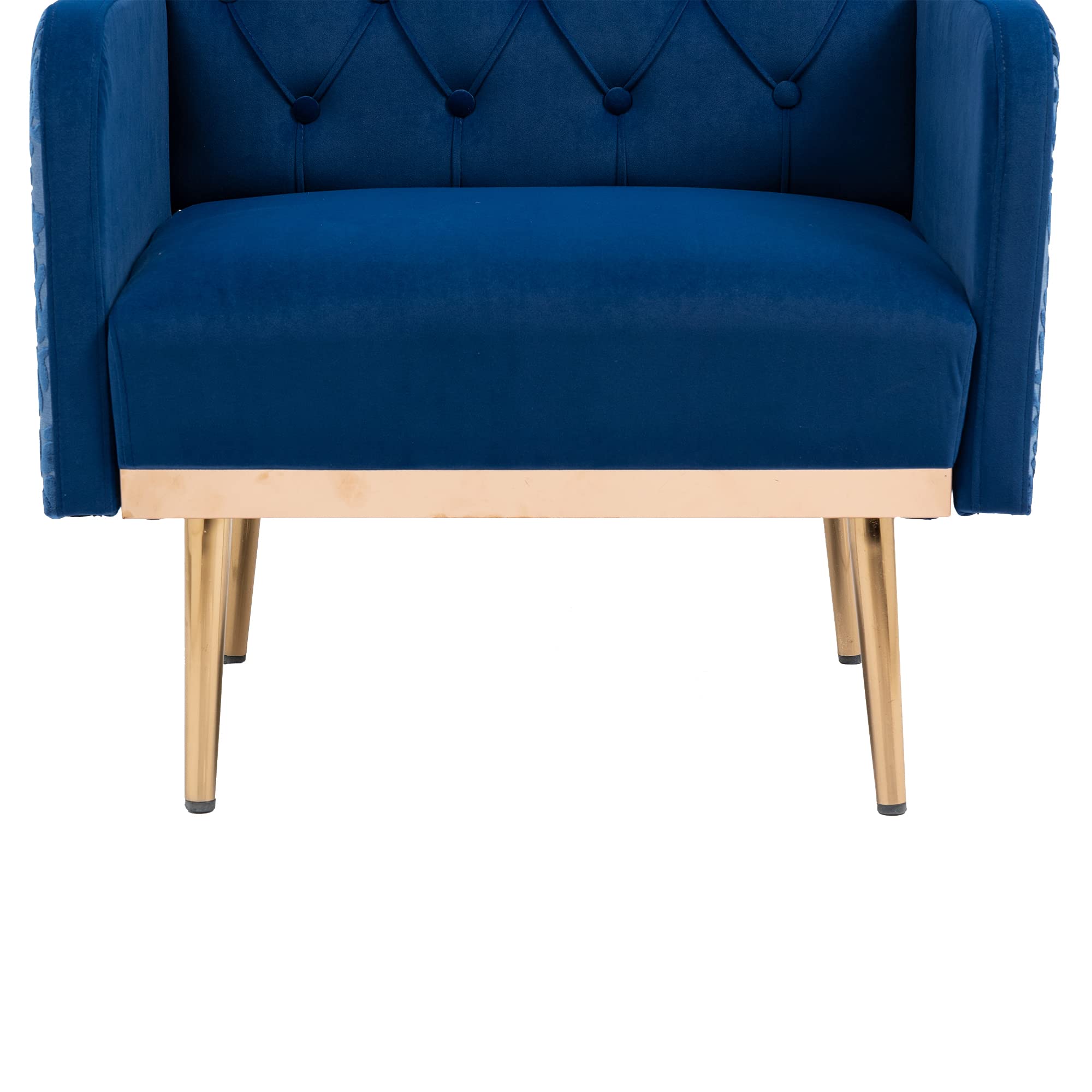 Velvet Tufted Accent Chair - Comfortable Living Room Lounge Armchair with Rose Gold Metal Trim, Upholstered Sofa Chair for Bedroom & Office Decor | Perfect for Relaxing, Reading & Small Space Seating