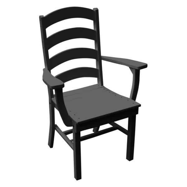 Ladderback Dining Chair with Arms - Solid Wood Kitchen & Dining Room Furniture for Home, Restaurant & Cafe Use
